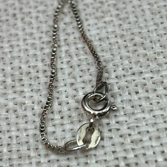 Technibond Platinum Sterling Silver & Blue Sapphire CZ Pendant Necklace - Picture 8 of 17